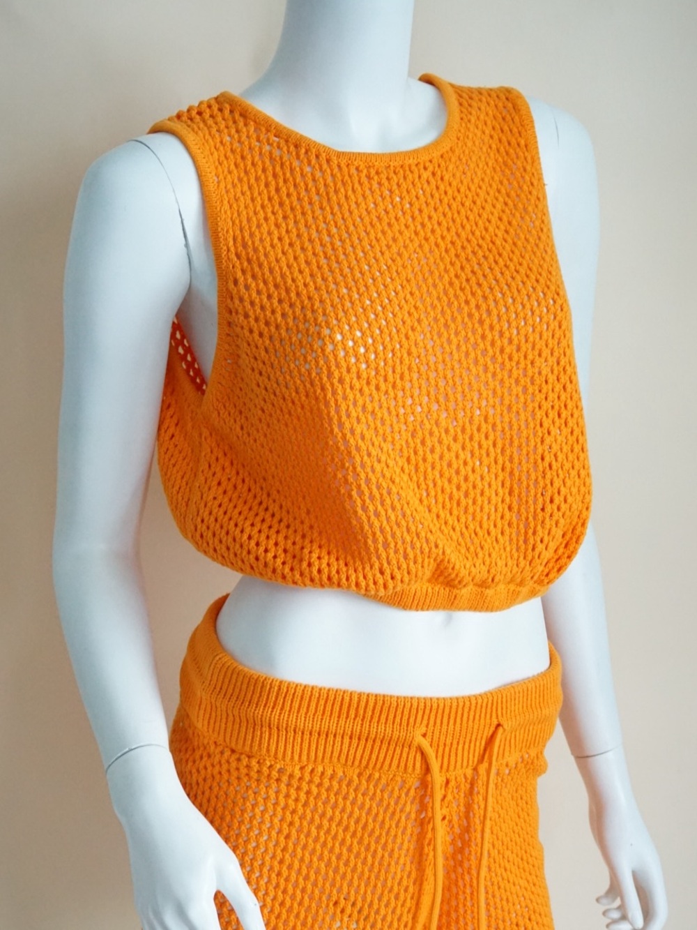 We Wore What Orange Crochet Tank - Size Small